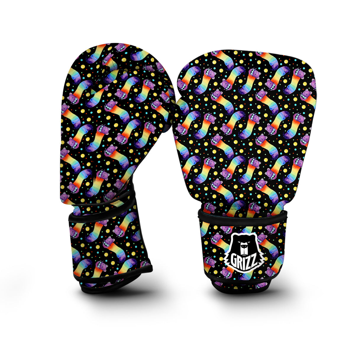 Rainbow Worm Print Pattern Boxing Gloves-grizzshop