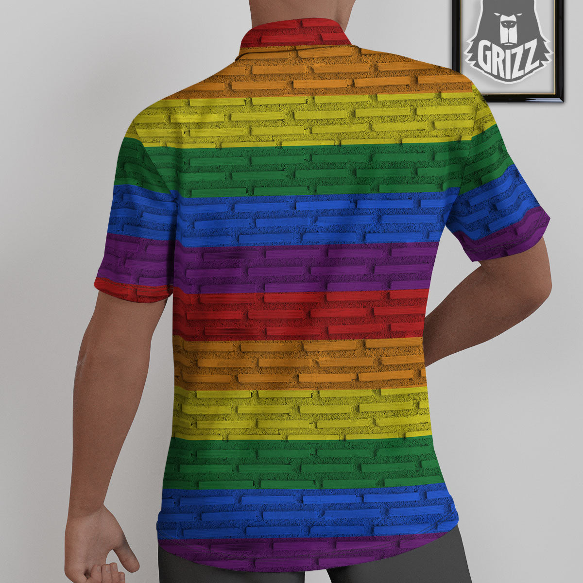 Rainbow Brick Wall LGBT Pride Print Untucked Shirts-grizzshop