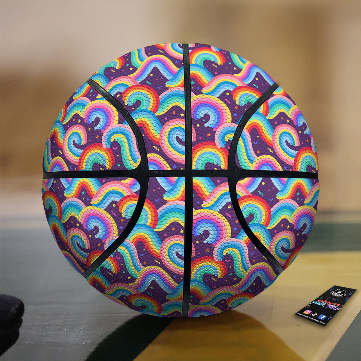 Rainbow Colorful Cute Print Pattern Basketball