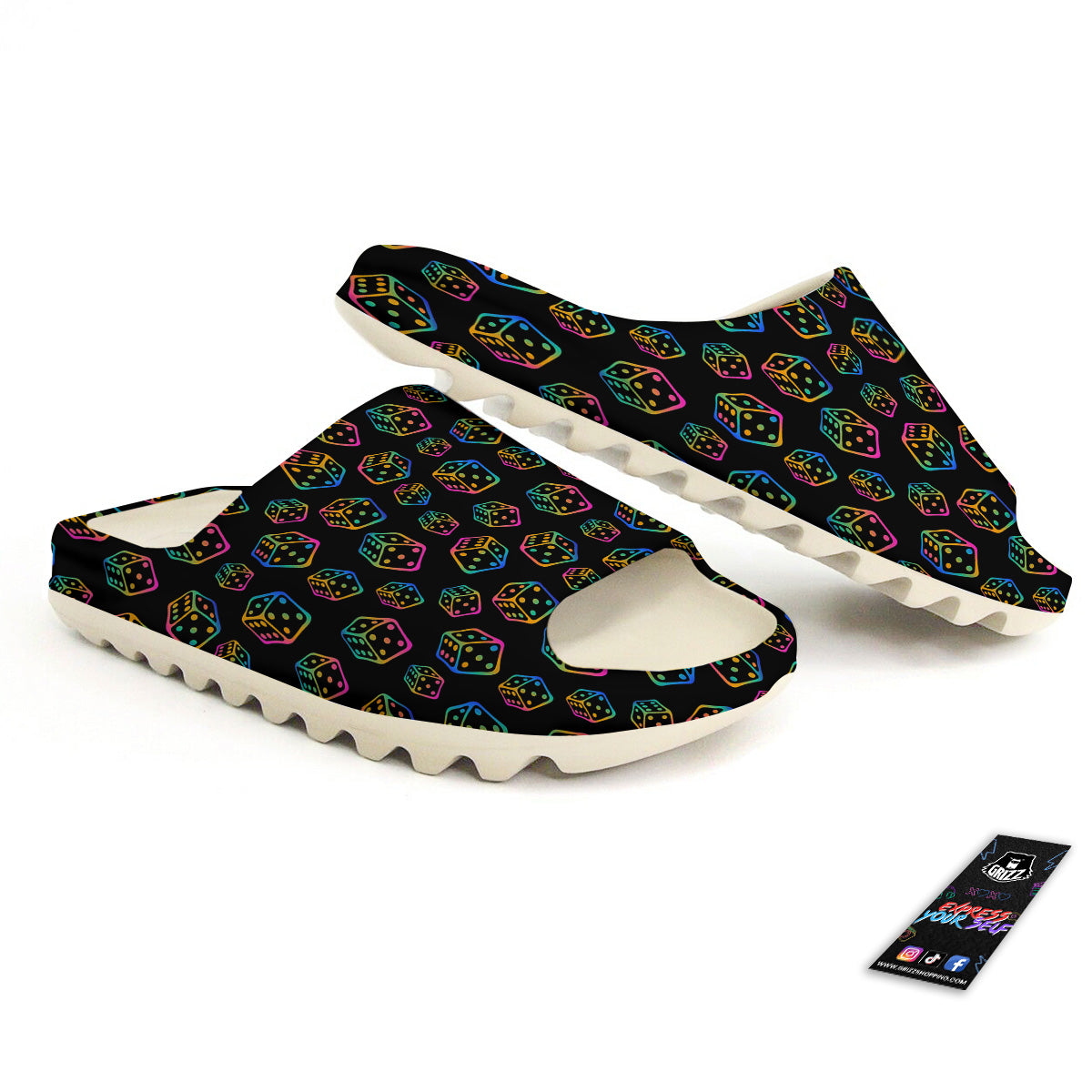 Rainbow Dice Print Pattern Sandals-grizzshop