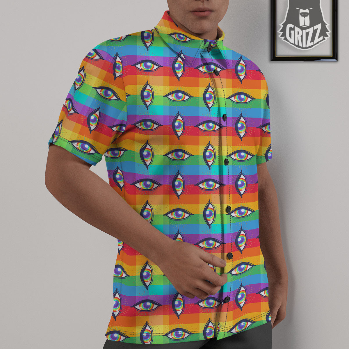 Rainbow Eyes LGBT Pride Print Pattern Untucked Shirts-grizzshop