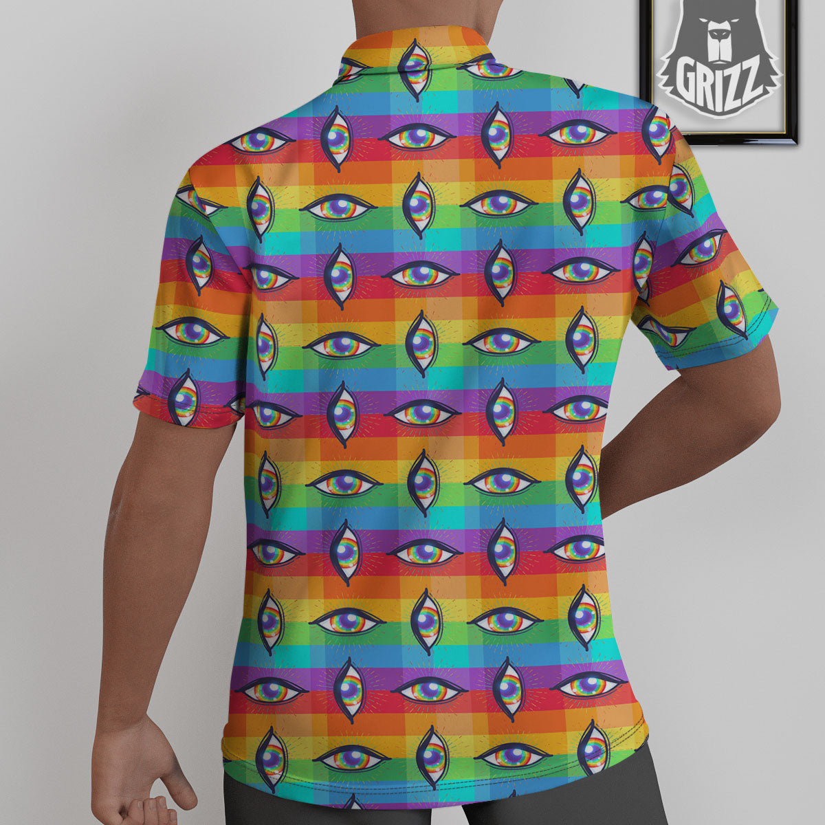 Rainbow Eyes LGBT Pride Print Pattern Untucked Shirts-grizzshop