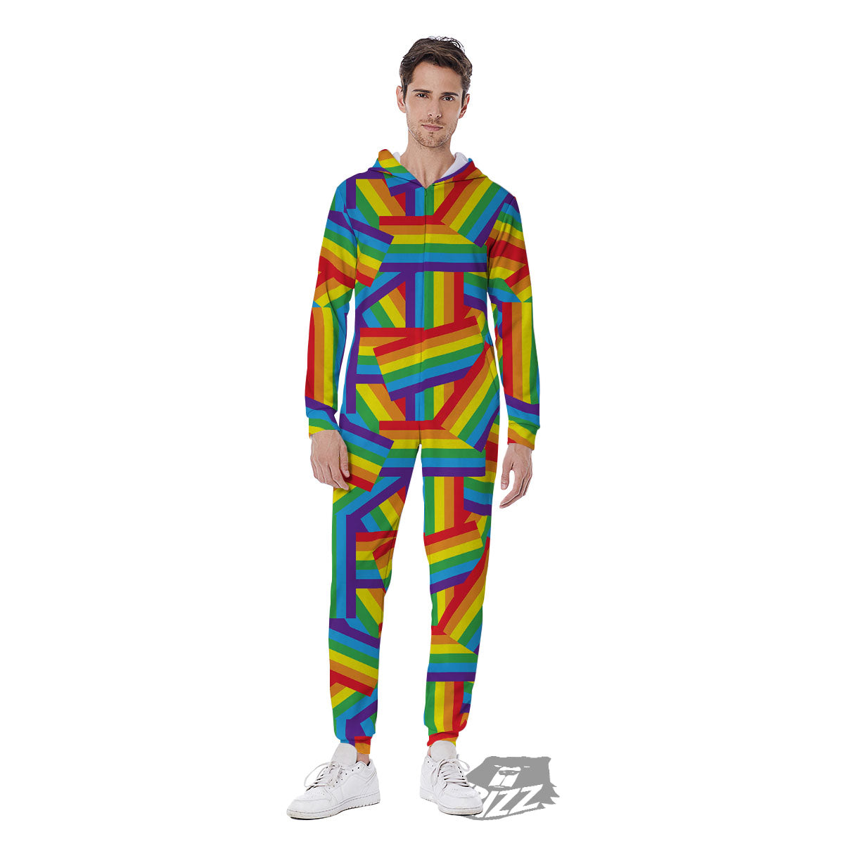 Rainbow Flag LGBT Pride Pattern Men's Jumpsuit-grizzshop