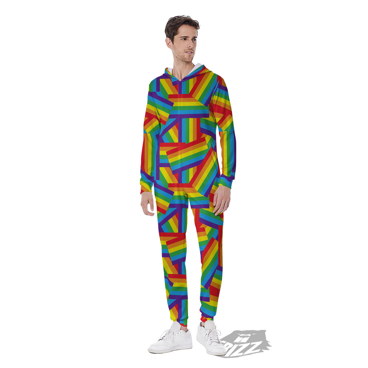 Rainbow Flag LGBT Pride Pattern Men's Jumpsuit-grizzshop