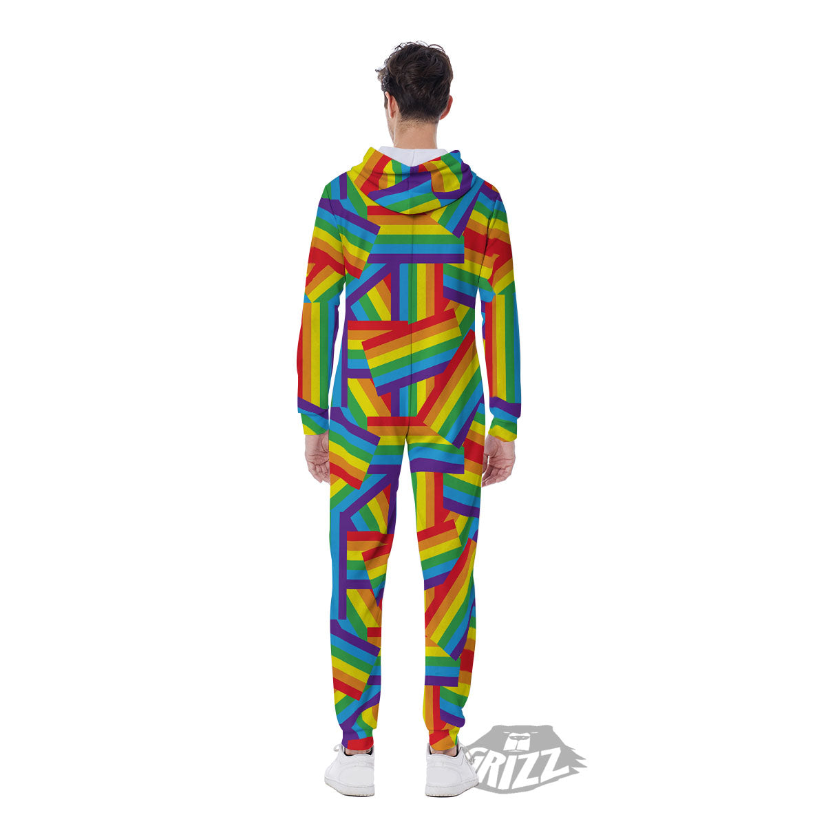 Rainbow Flag LGBT Pride Pattern Men's Jumpsuit-grizzshop