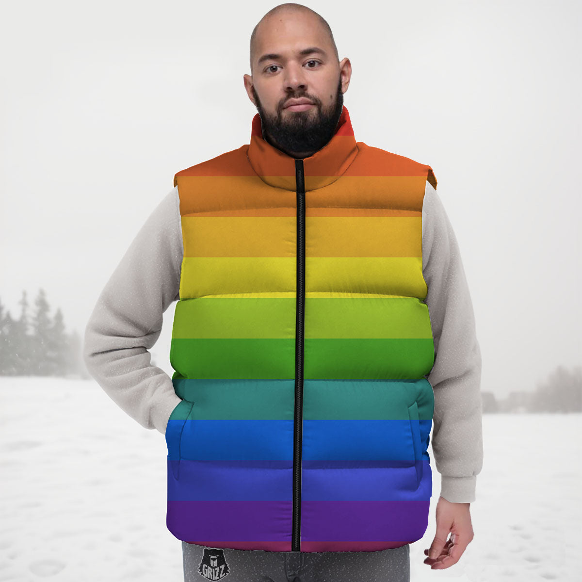 Rainbow Flag LGBT Pride Print Down Vest