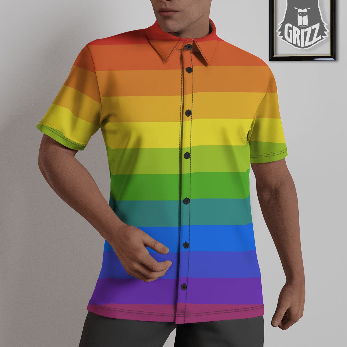 Rainbow Flag LGBT Pride Print Untucked Shirts-grizzshop