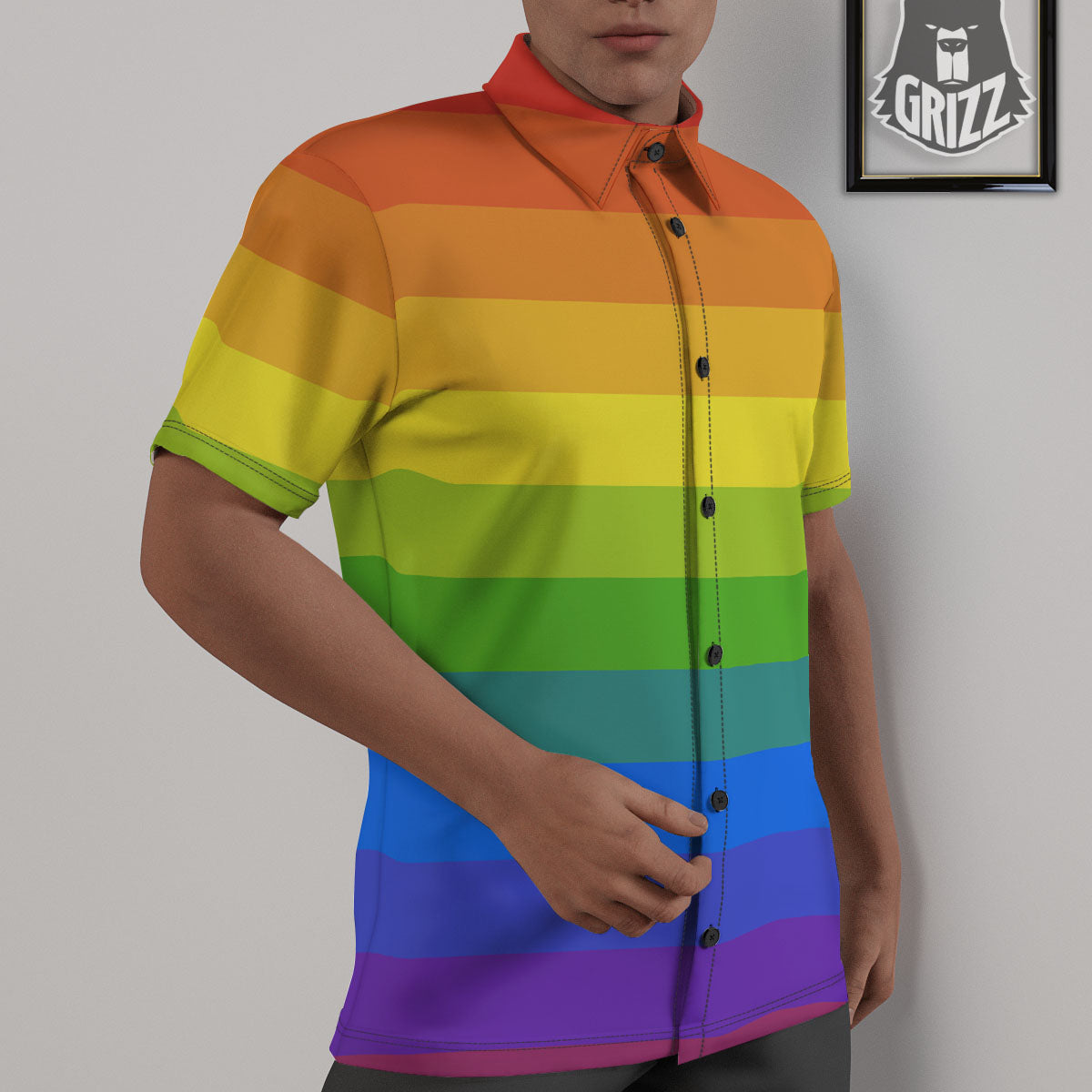 Rainbow Flag LGBT Pride Print Untucked Shirts-grizzshop