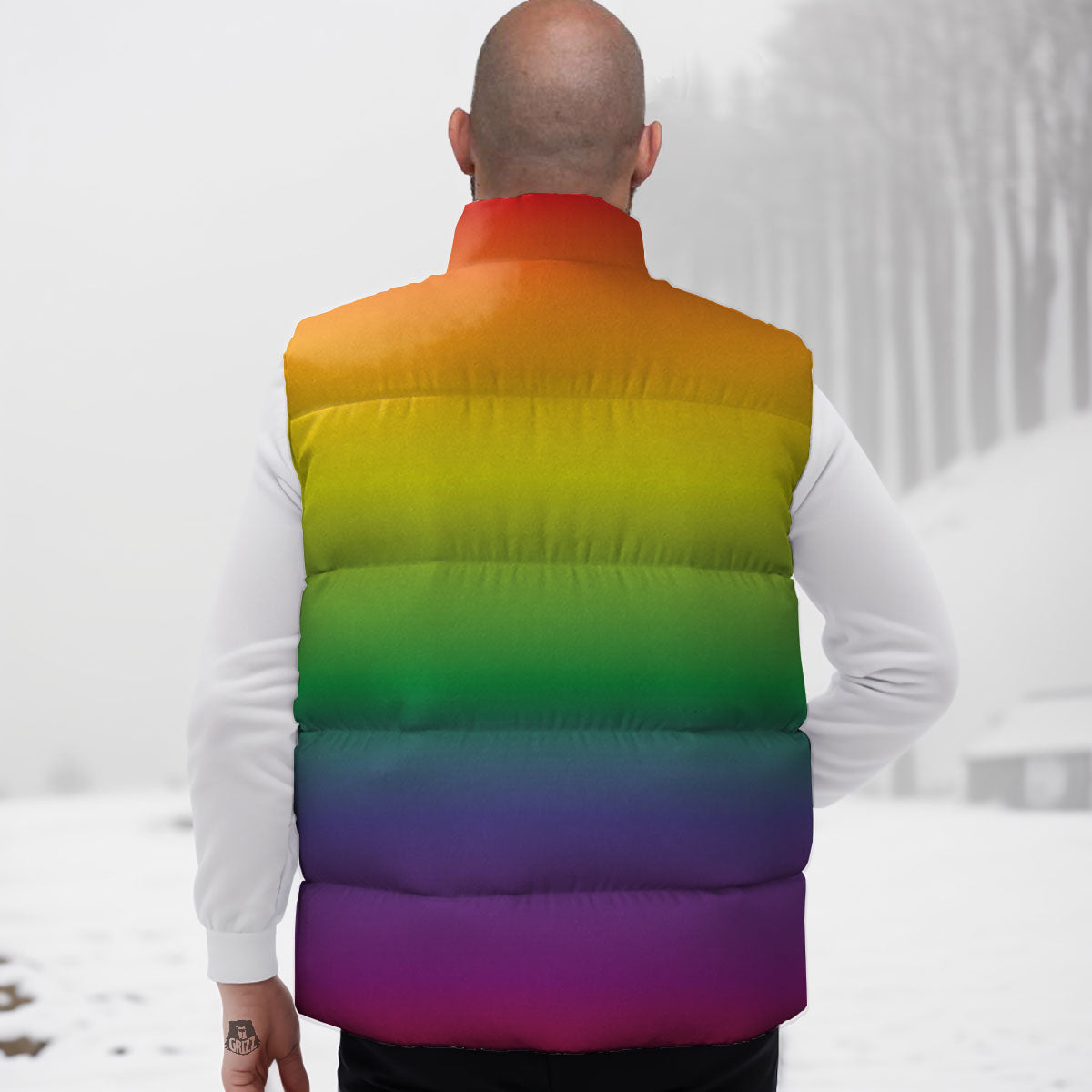 Rainbow Gradient LGBT Pride Print Down Vest