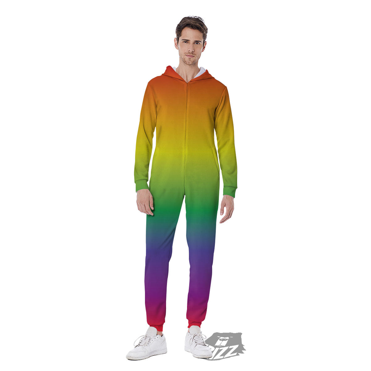 Rainbow Gradient LGBT Pride Print Men's Jumpsuit-grizzshop