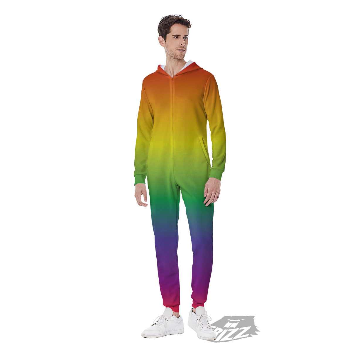 Rainbow Gradient LGBT Pride Print Men's Jumpsuit-grizzshop