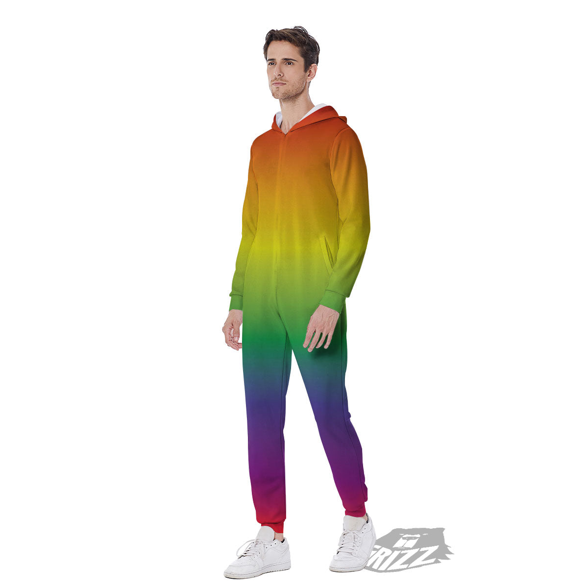 Rainbow Gradient LGBT Pride Print Men's Jumpsuit-grizzshop