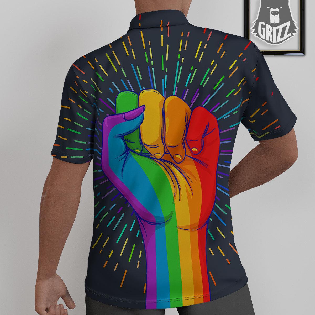 Rainbow Hand LGBT Pride Print Untucked Shirts-grizzshop