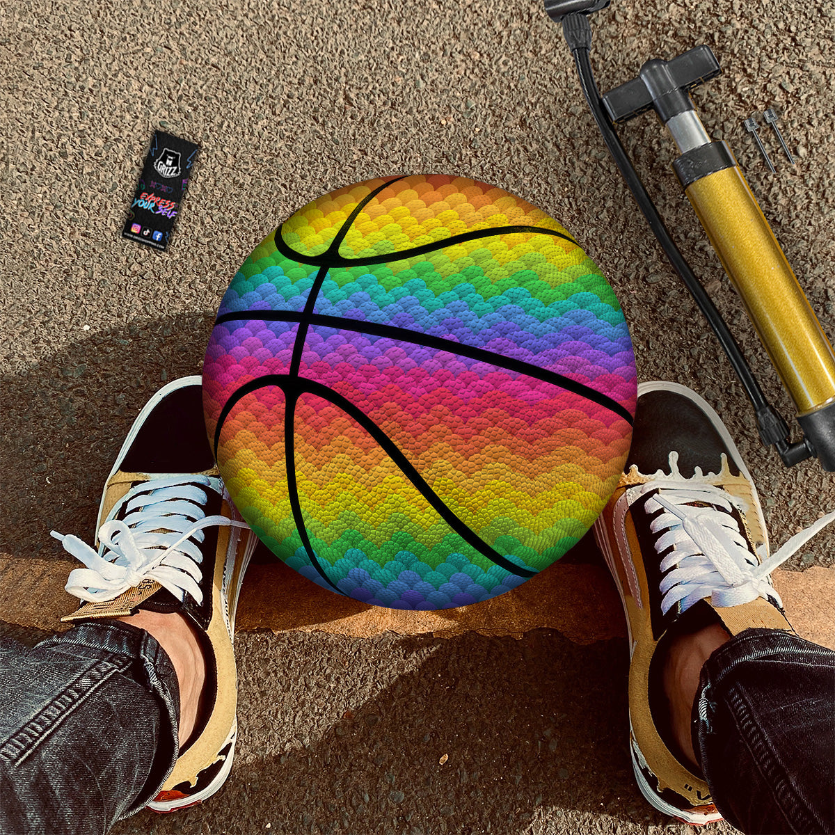 Rainbow Light Blobs Print Pattern Basketball