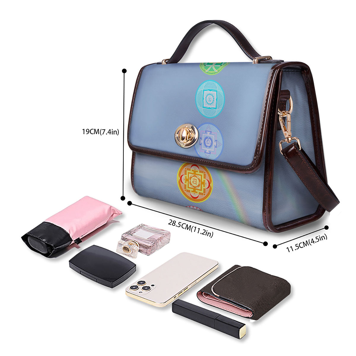 Rainbow Of Life Seven Chakras Print Women's Satchel Bag