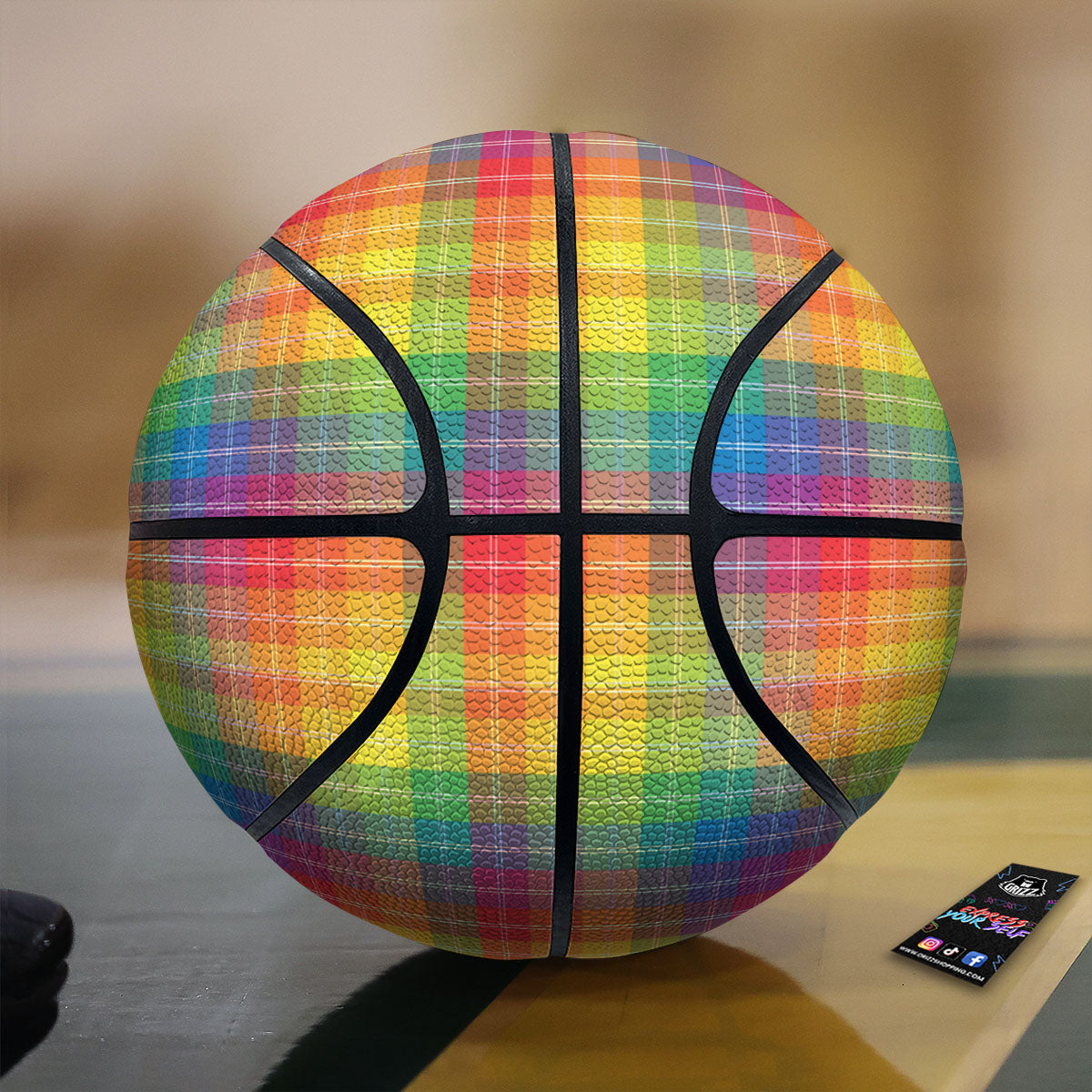 Rainbow Plaid LGBT Pride Print Pattern Basketball