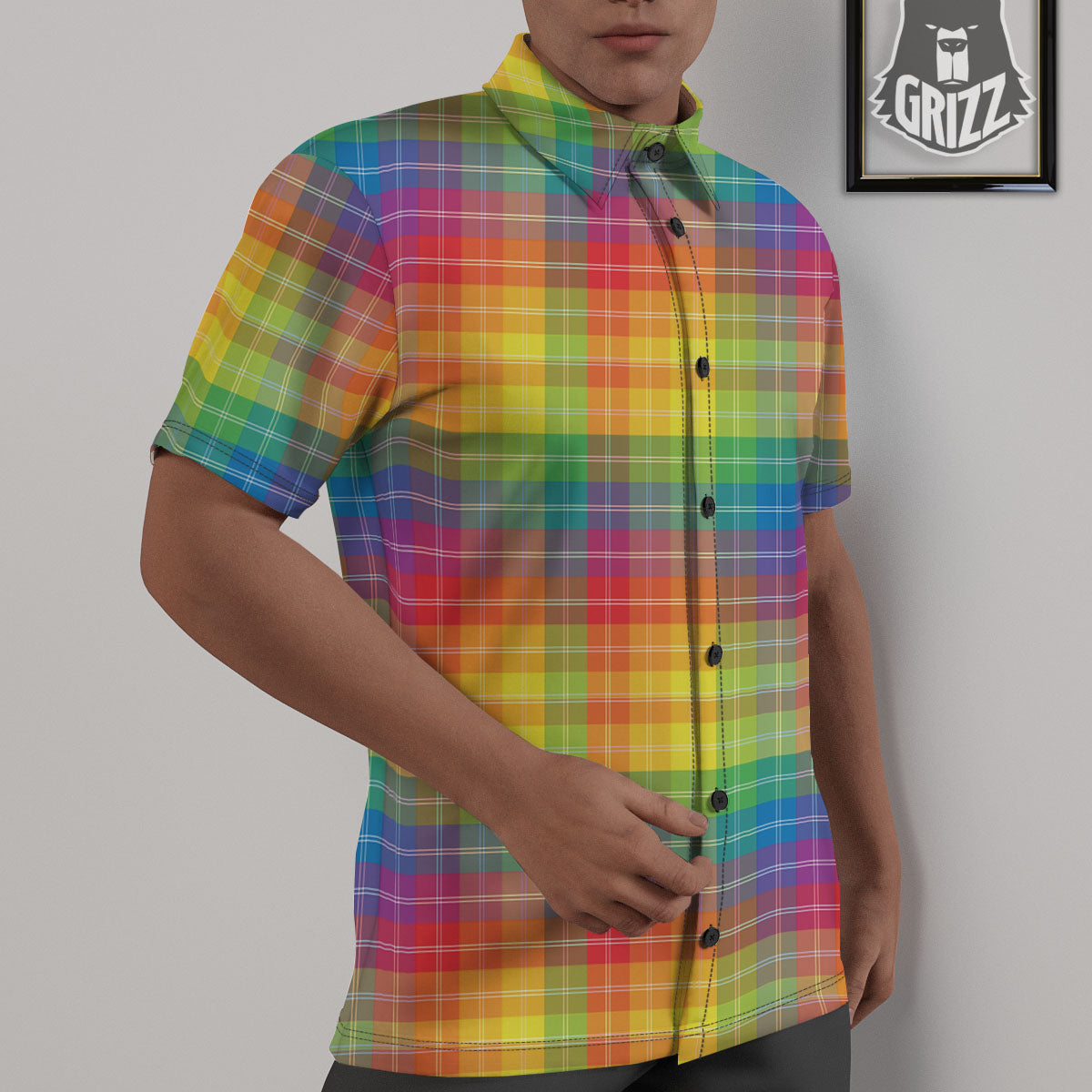 Rainbow Plaid LGBT Pride Print Pattern Untucked Shirts-grizzshop