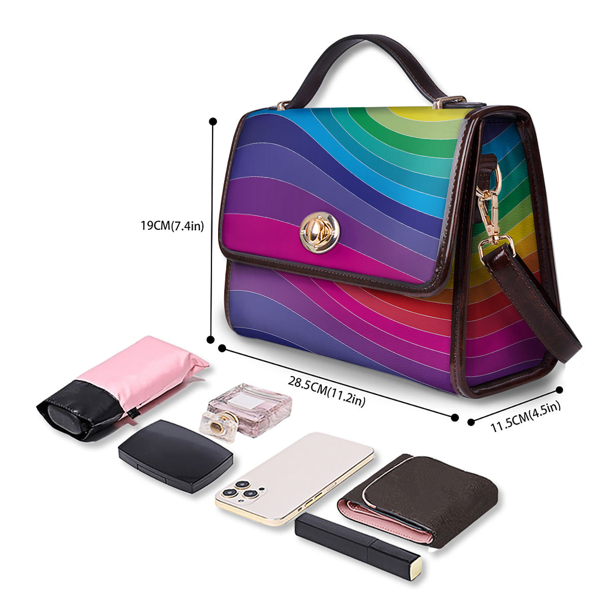 Rainbow Print Women's Satchel Bag