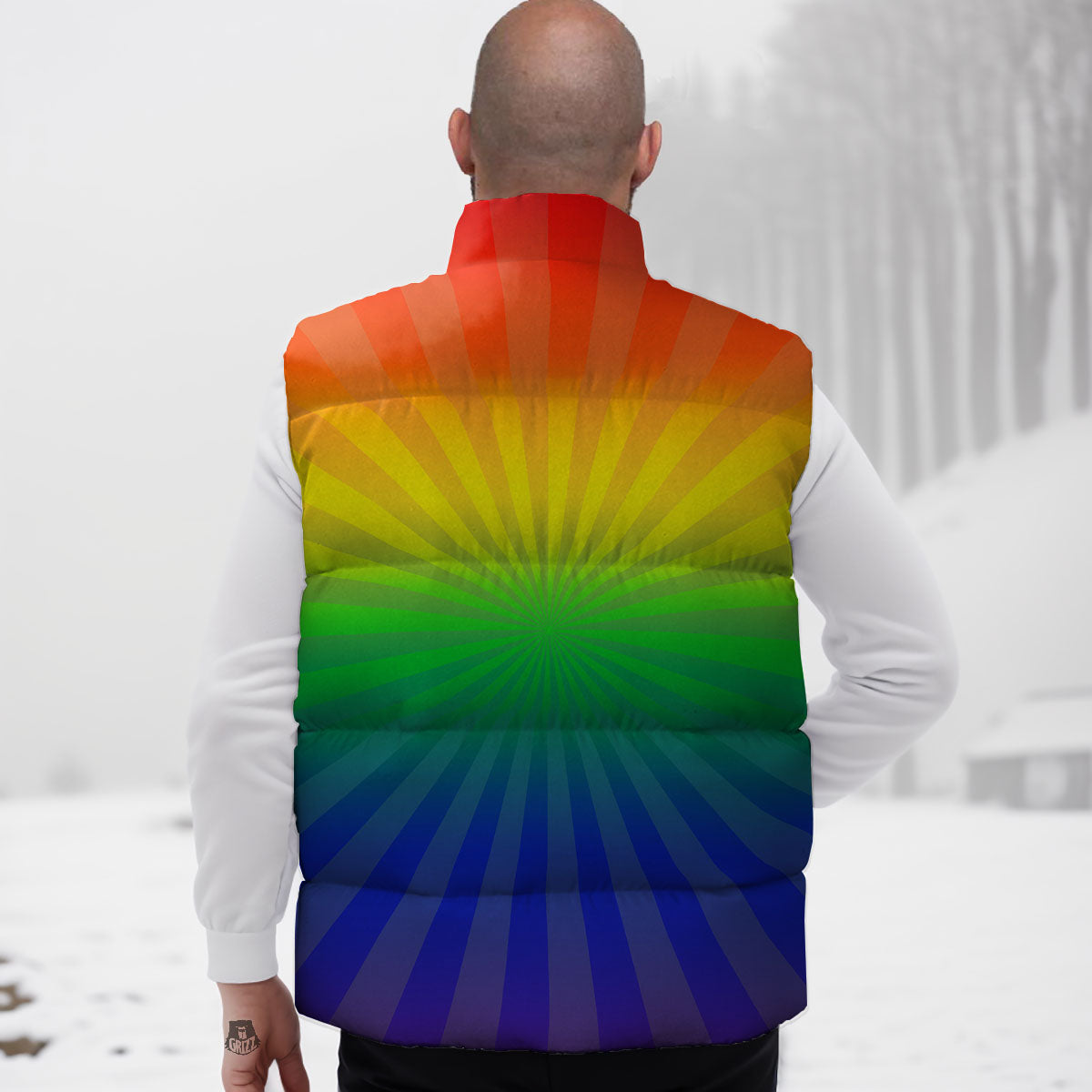 Rainbow Rays LGBT Pride Print Down Vest