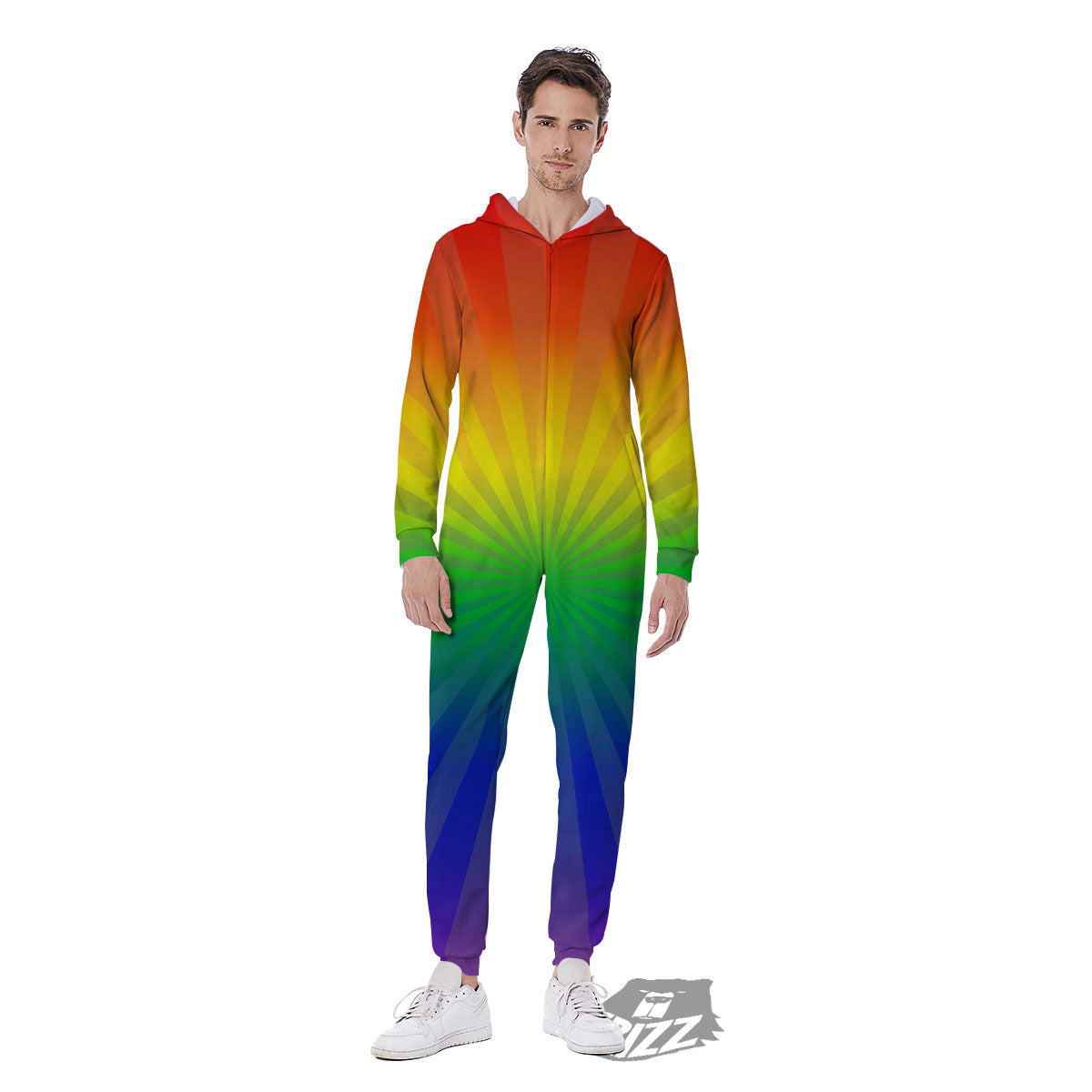 Rainbow Rays LGBT Pride Print Men's Jumpsuit-grizzshop