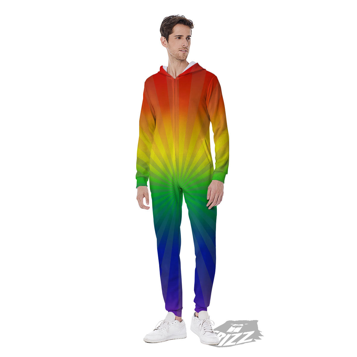 Rainbow Rays LGBT Pride Print Men's Jumpsuit-grizzshop