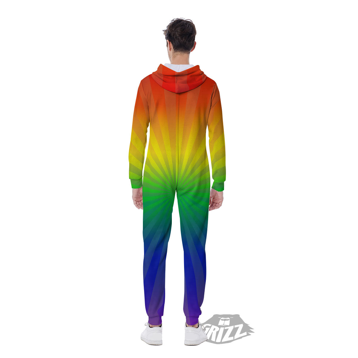 Rainbow Rays LGBT Pride Print Men's Jumpsuit-grizzshop