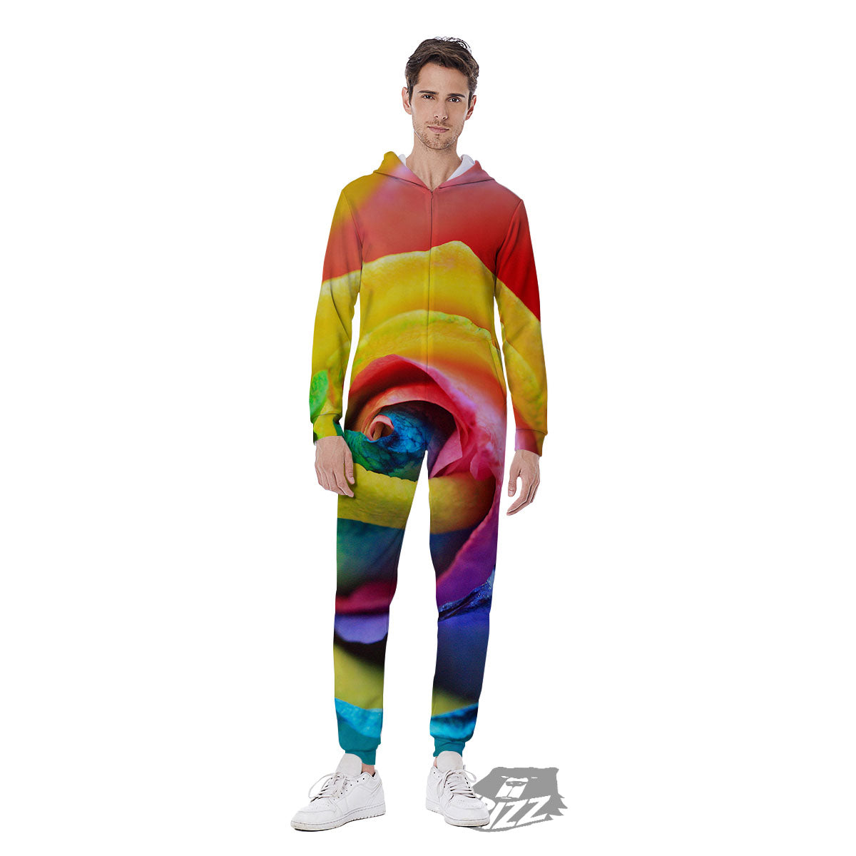 Rainbow Roses LGBT Pride Print Men's Jumpsuit-grizzshop