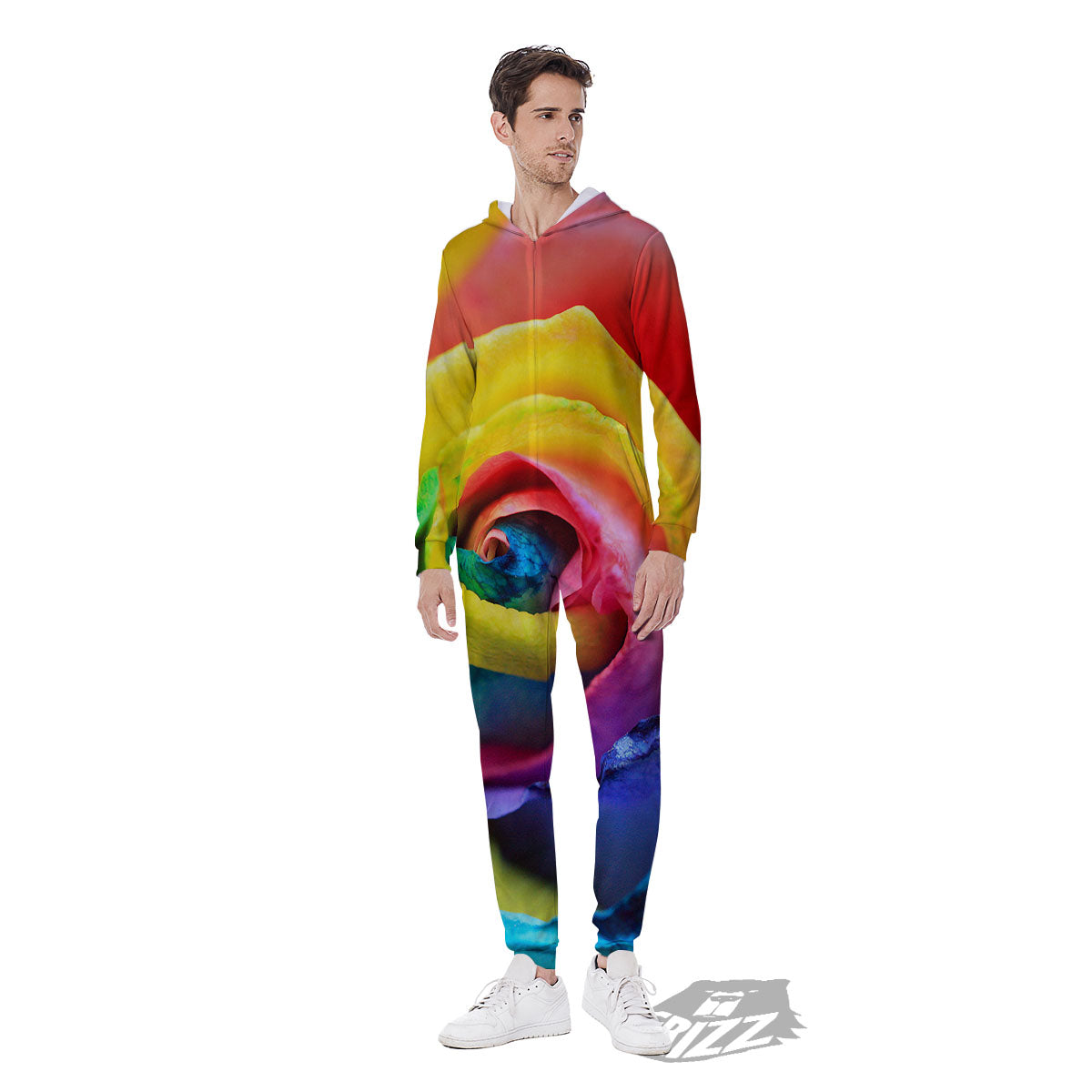 Rainbow Roses LGBT Pride Print Men's Jumpsuit-grizzshop