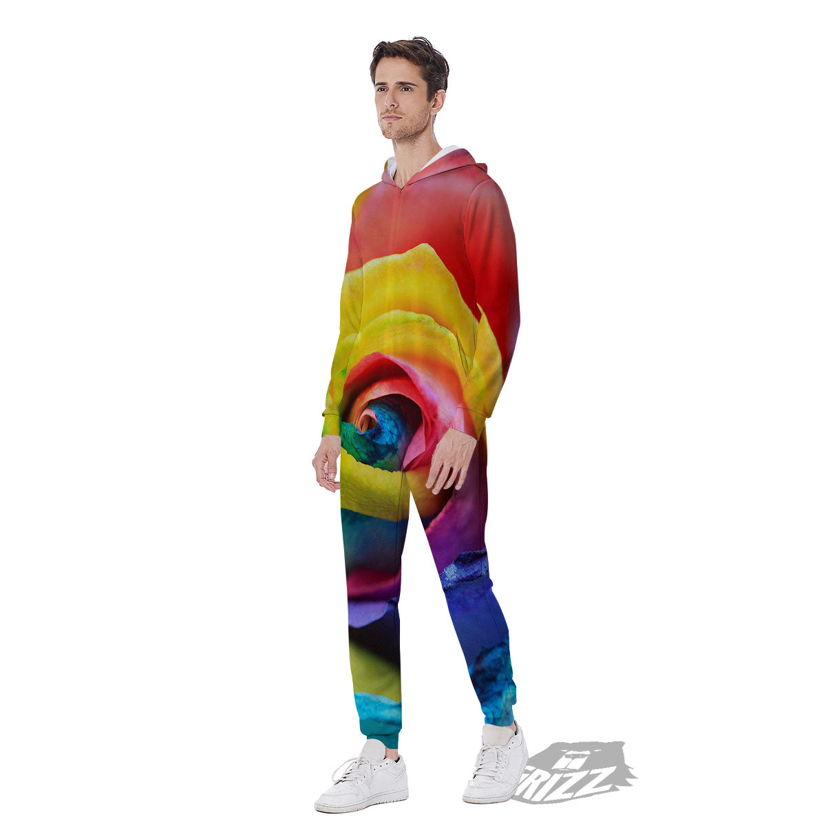 Rainbow Roses LGBT Pride Print Men's Jumpsuit-grizzshop