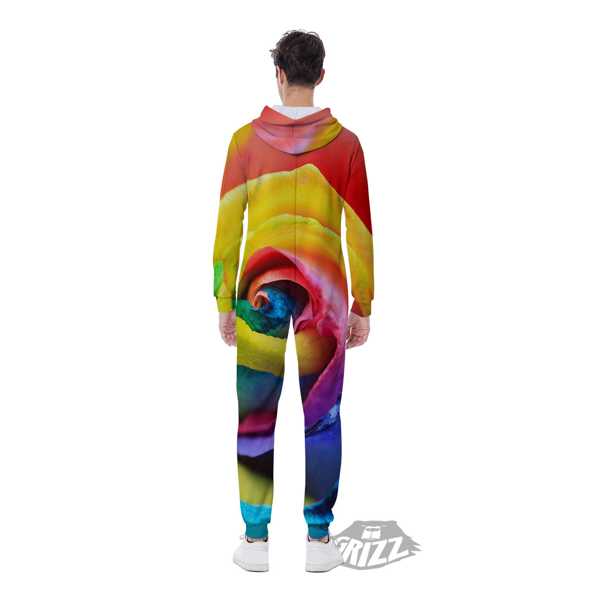 Rainbow Roses LGBT Pride Print Men's Jumpsuit-grizzshop