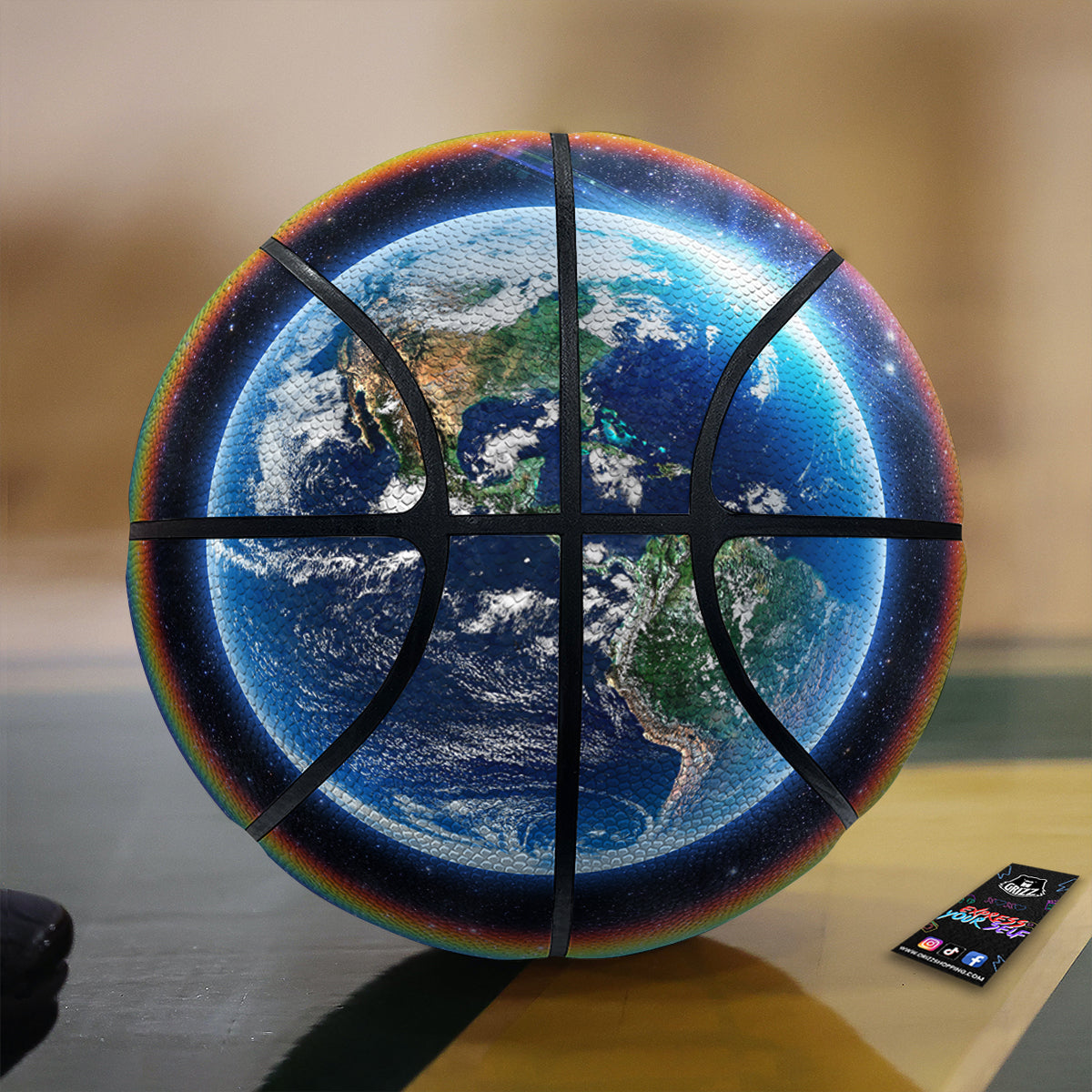 Rainbow The Earth Print Basketball