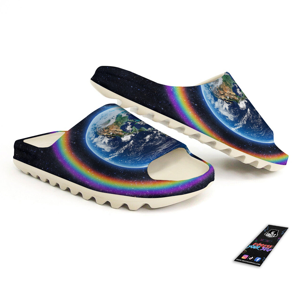 Rainbow The Earth Print Sandals-grizzshop