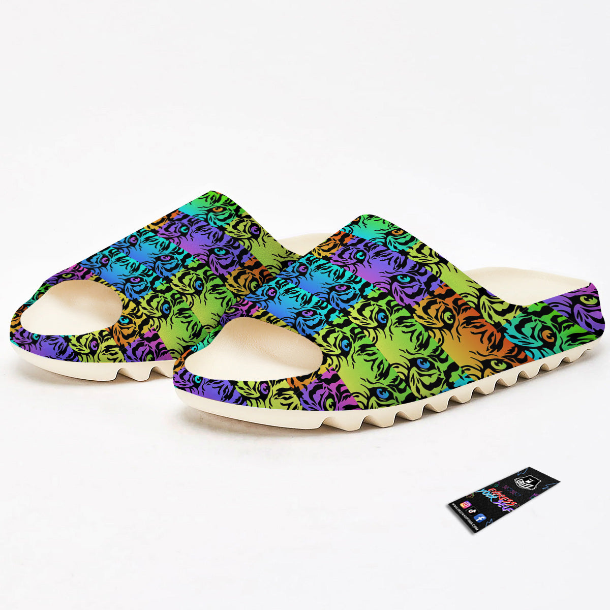 Rainbow Tiger Eyes Print Pattern Sandals-grizzshop