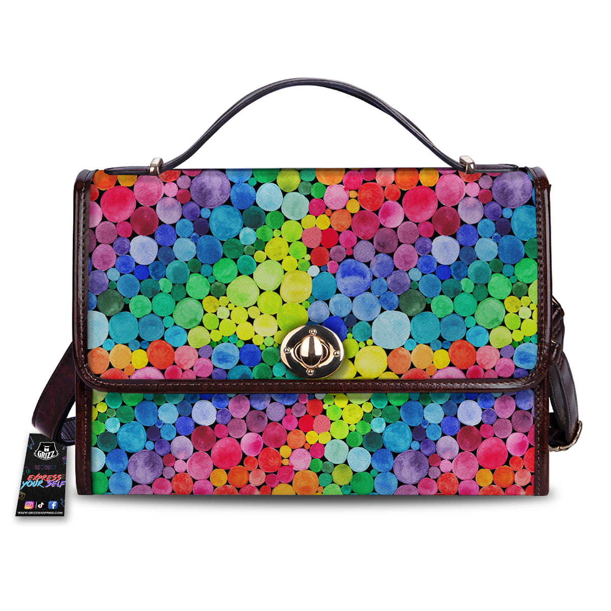 Rainbow Watercolor Print Pattern Women's Satchel Bag