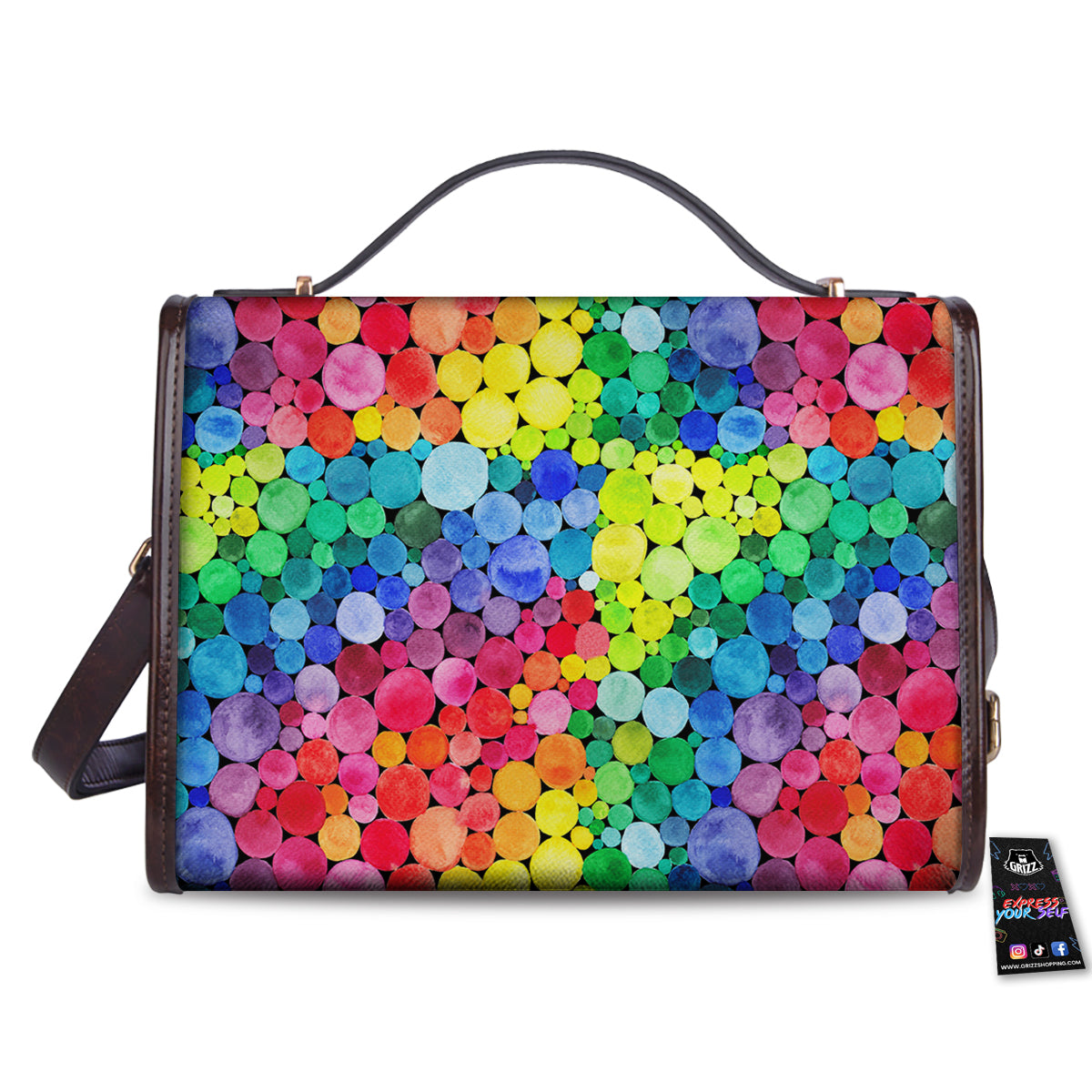 Rainbow Watercolor Print Pattern Women's Satchel Bag
