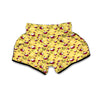 Rambutan Yellow Vintage Print Pattern Muay Thai Boxing Shorts-grizzshop