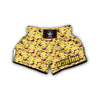 Rambutan Yellow Vintage Print Pattern Muay Thai Boxing Shorts-grizzshop