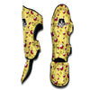 Rambutan Yellow Vintage Print Pattern Muay Thai Shin Guards-grizzshop