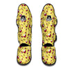 Rambutan Yellow Vintage Print Pattern Muay Thai Shin Guards-grizzshop