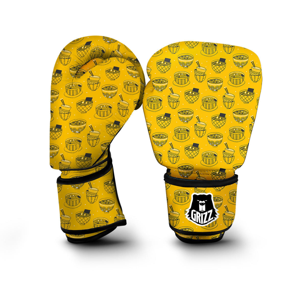 Ramen Hand Dawn Yellow Print Pattern Boxing Gloves-grizzshop