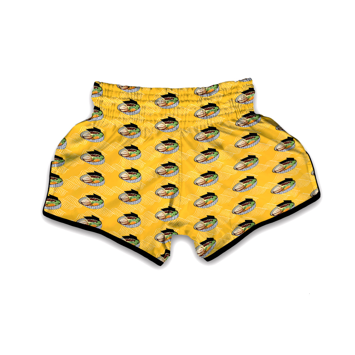 Ramen Print Pattern Muay Thai Boxing Shorts-grizzshop