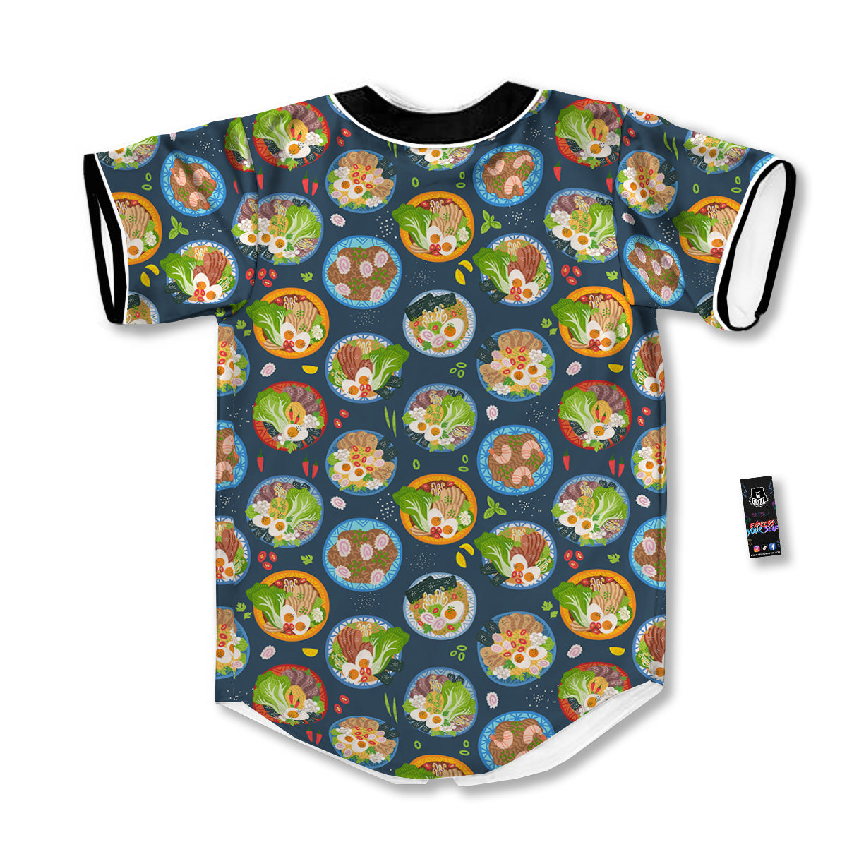 Ramen Udon Noodles In Bowl Print Pattern Baseball Jersey-grizzshop
