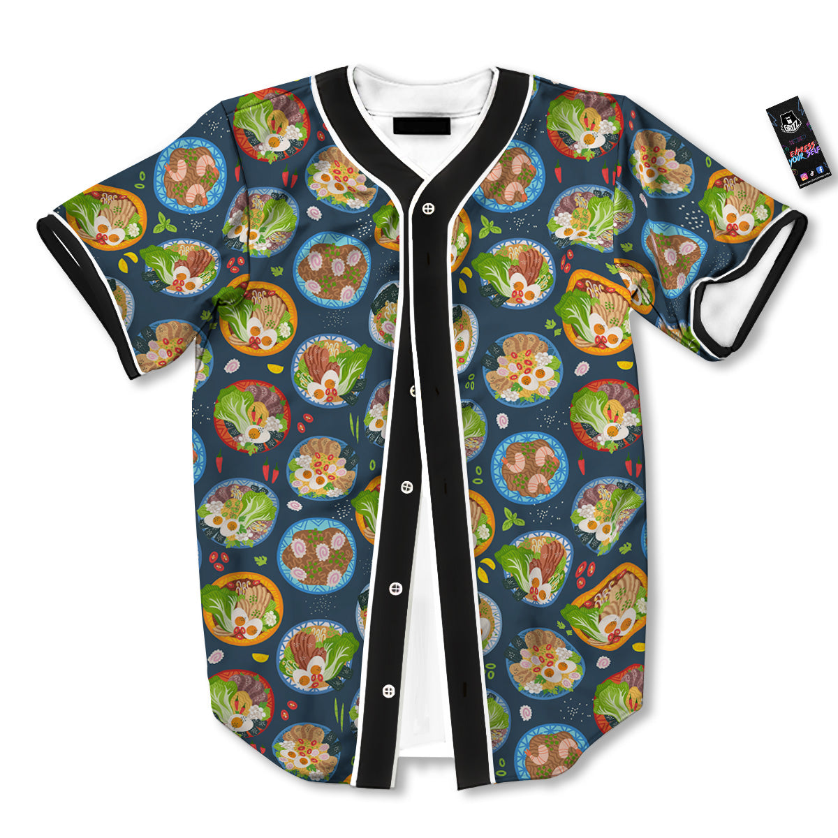 Ramen Udon Noodles In Bowl Print Pattern Baseball Jersey-grizzshop