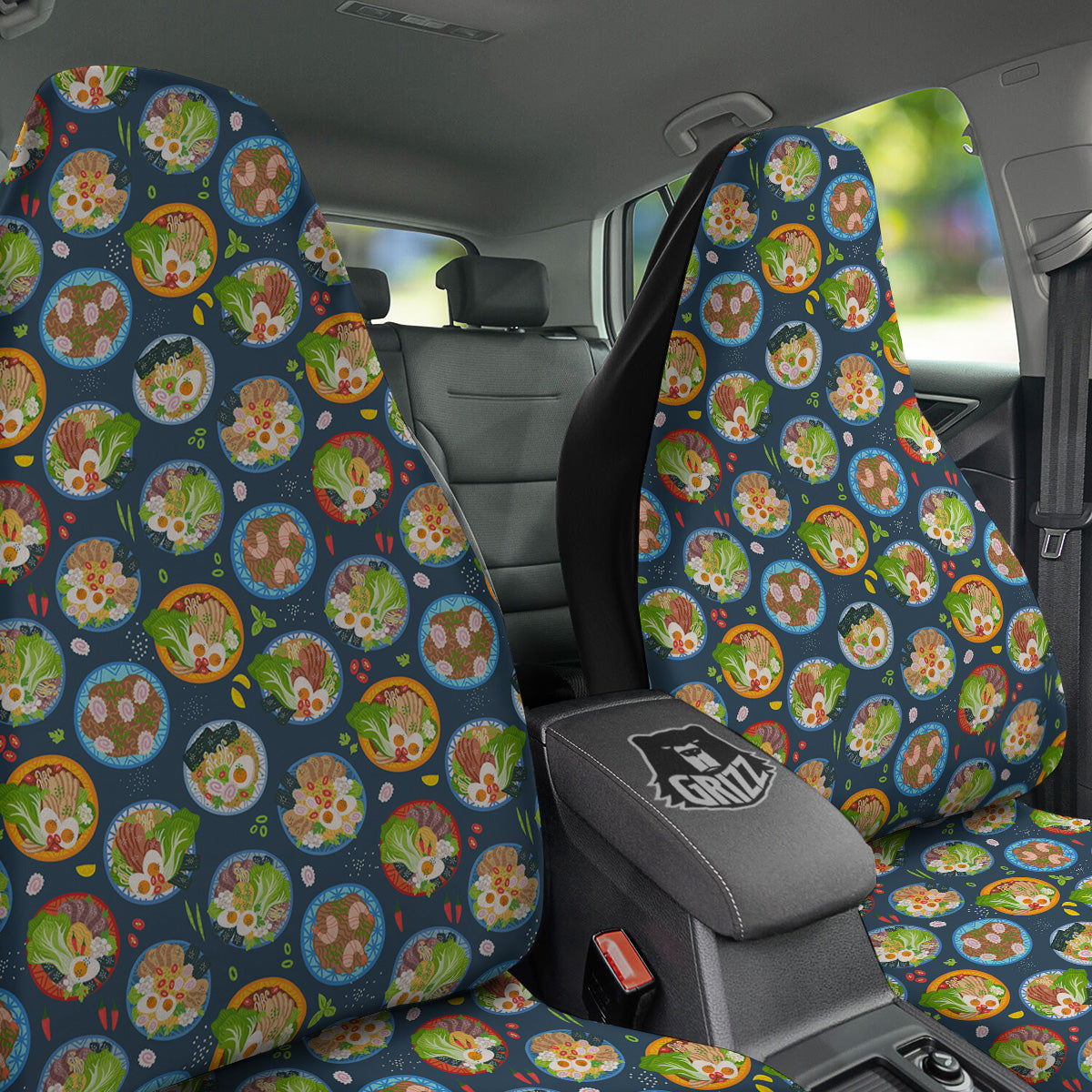 Ramen Udon Noodles In Bowl Print Pattern Car Seat Covers-grizzshop