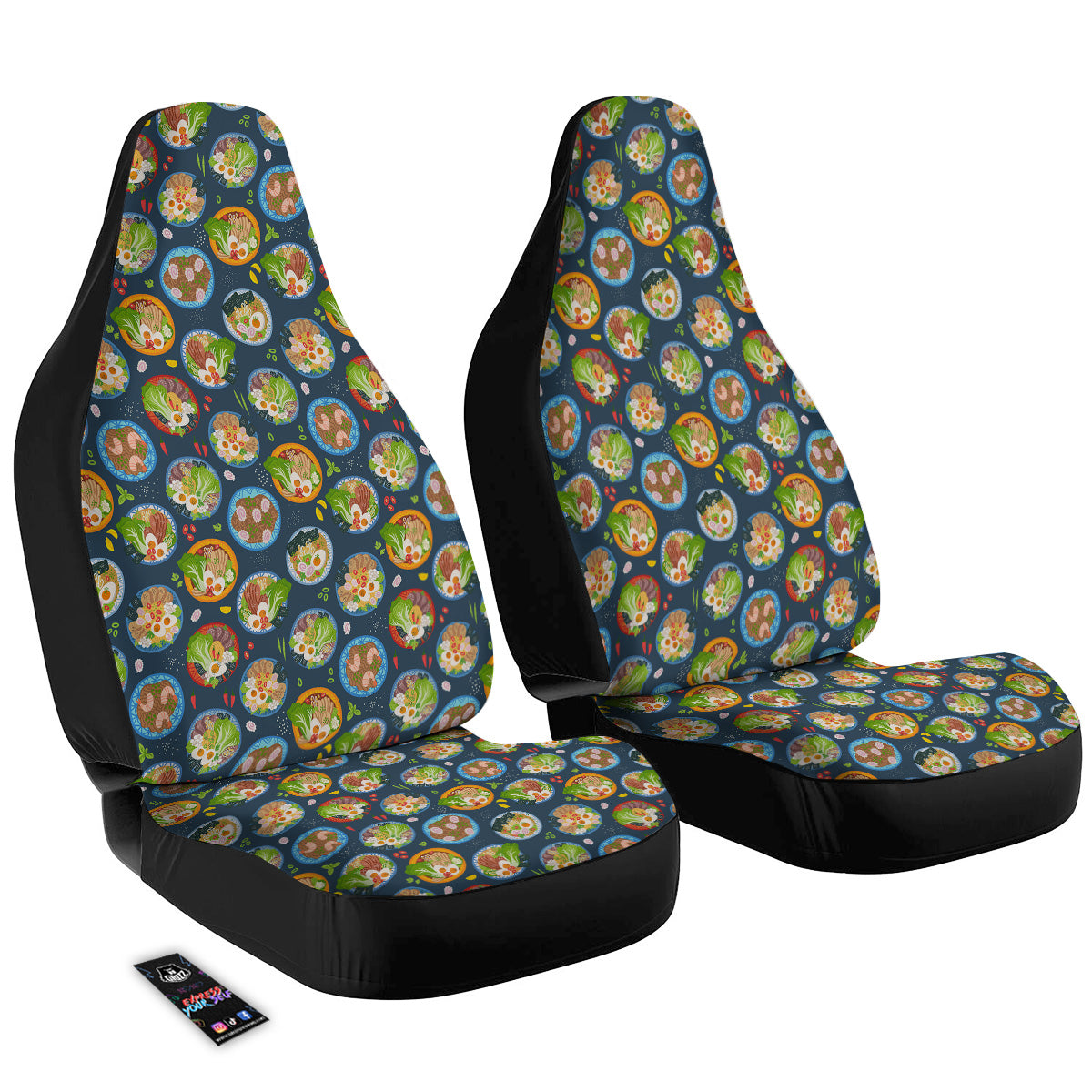 Ramen Udon Noodles In Bowl Print Pattern Car Seat Covers-grizzshop