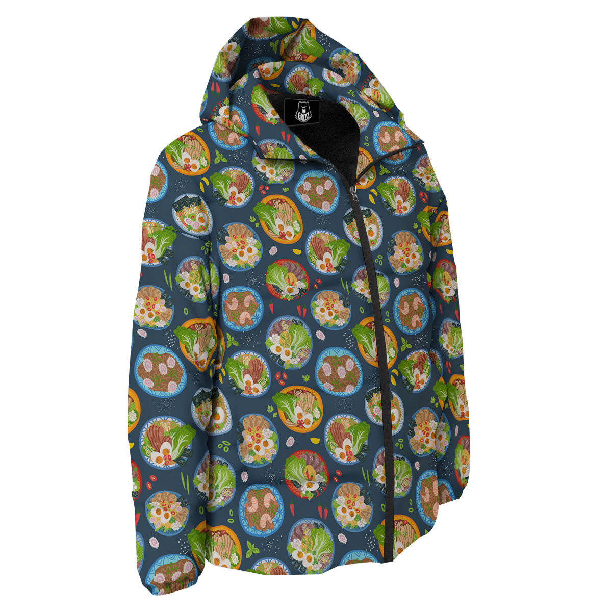 Ramen Udon Noodles In Bowl Print Pattern Down Jacket-grizzshop