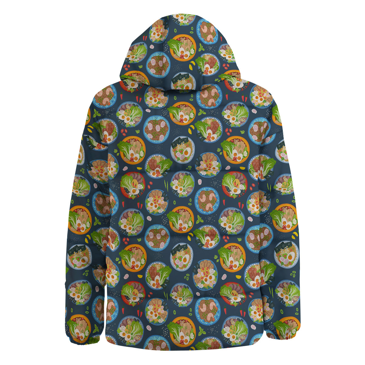 Ramen Udon Noodles In Bowl Print Pattern Down Jacket-grizzshop