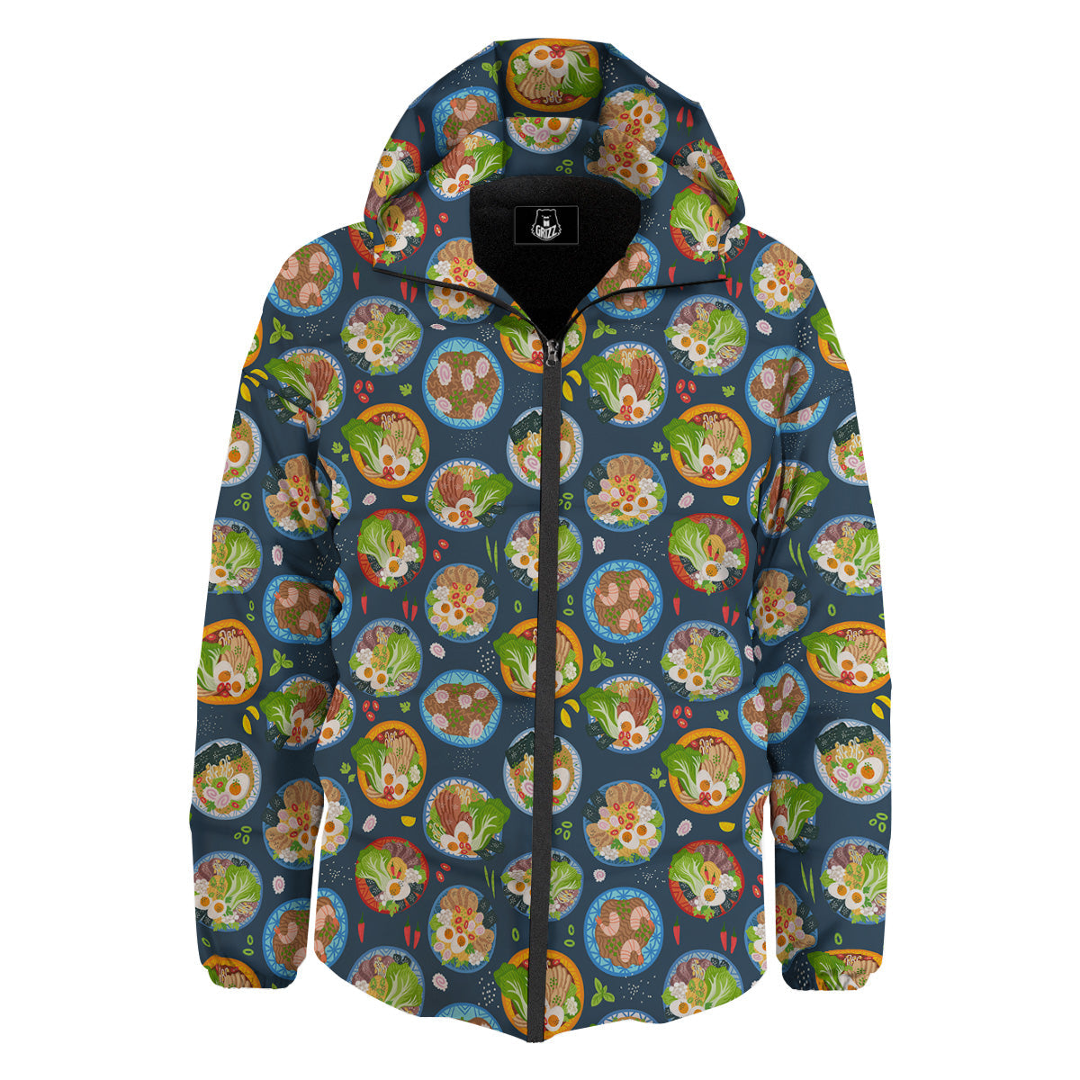 Ramen Udon Noodles In Bowl Print Pattern Down Jacket-grizzshop