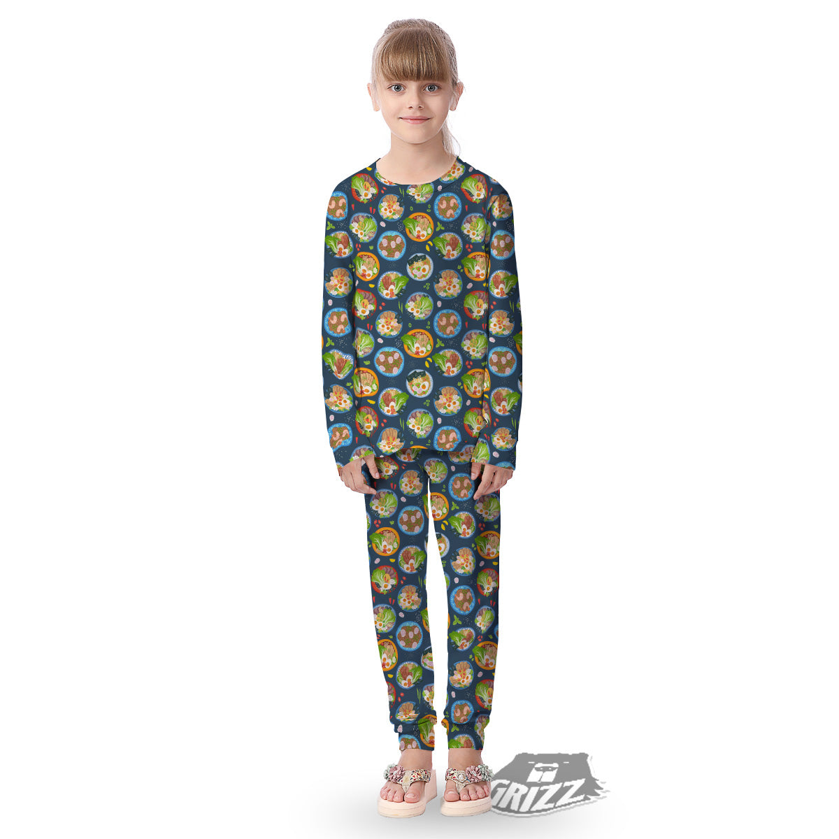 Ramen Udon Noodles In Bowl Print Pattern Kid's Pajamas-grizzshop