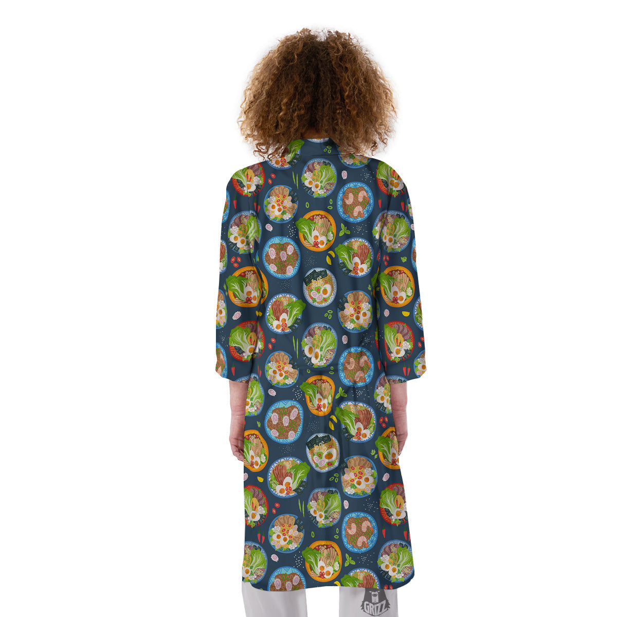 Ramen Udon Noodles In Bowl Print Pattern Kimono-grizzshop